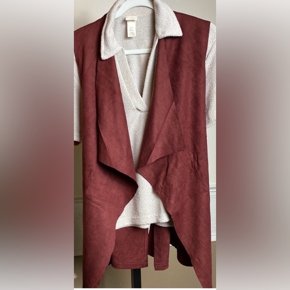 Mud Pie Women’s Size S/M Isabelle Suede Vest Wine - Picture 3 of 4